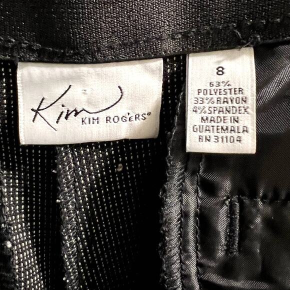 Kim Rogers Black Textured Slacks Flat Front Straight Leg Dress Pants Size 8 NWT - Picture 4 of 14